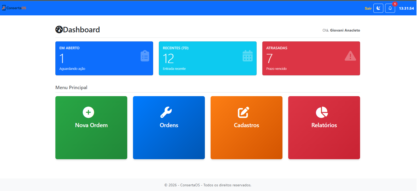 Dashboard ConsertaOS