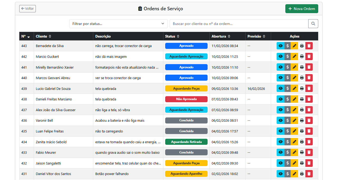 Lista de OS Colorida